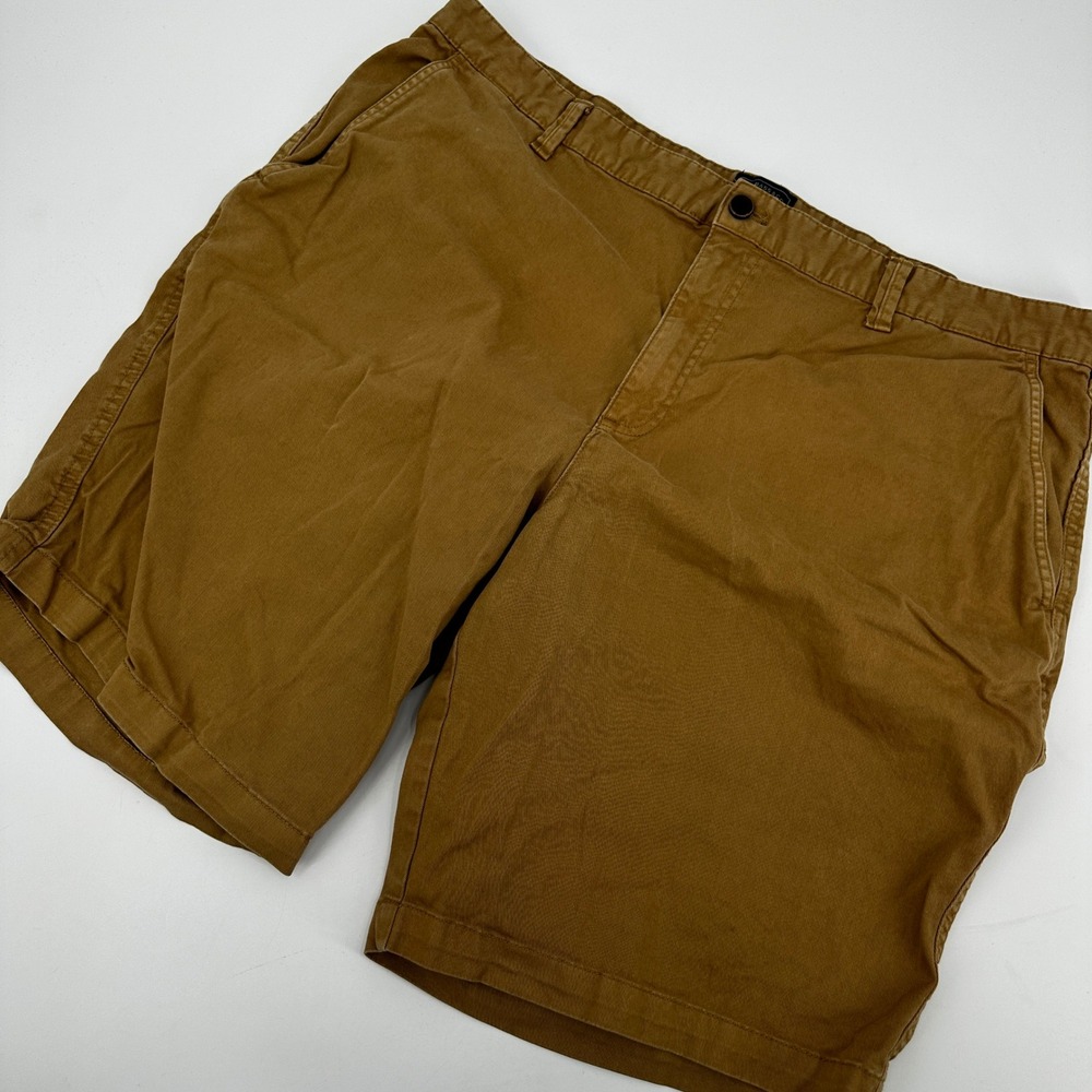GH Bass & Co Mens 42 Khaki Brown Stretch Chino Shorts Cotton Workwear Rugged